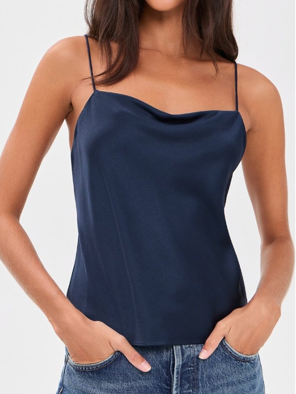 Alice + Olivia Harmon Cowl Neck Camisole Navy Blue Size S
